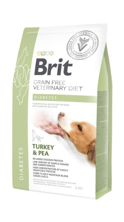 Brit GF VetDiets Dog Diabetes 2 kg при сахарном диабете с идейкой и горохом