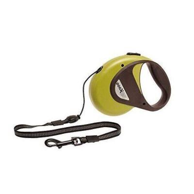 Flamingo DogxToGo Cord ДОГ ТУ ГОУ КОРД L поводок рулетка для собак до 50кг, с ручкой и кнопкой блокировки, светоотражающий шнур, 5м , зеленый